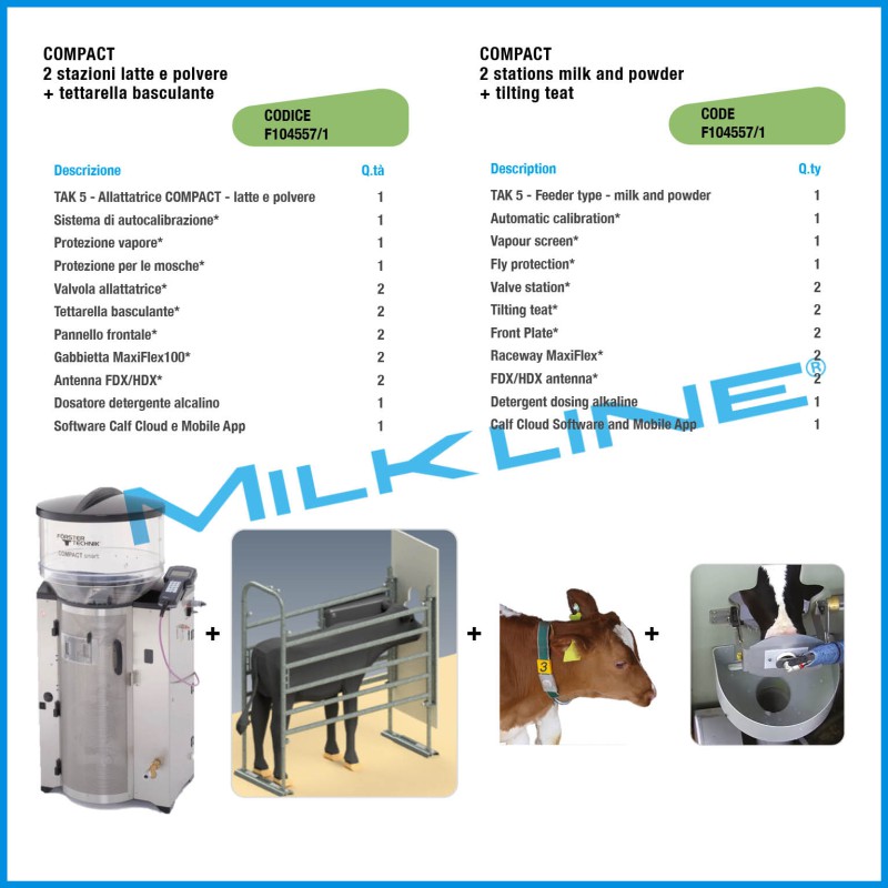COMPACT 2 STATIONS MILK AND POWDER + TILTING TEAT