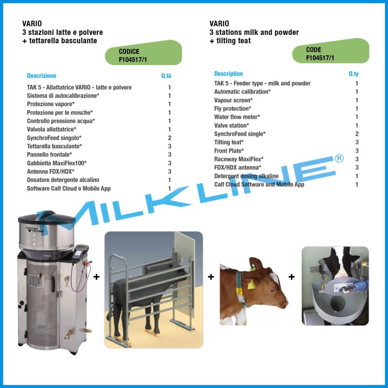 VARIO 3 STATIONS MILK AND POWDER + TILTING TEAT