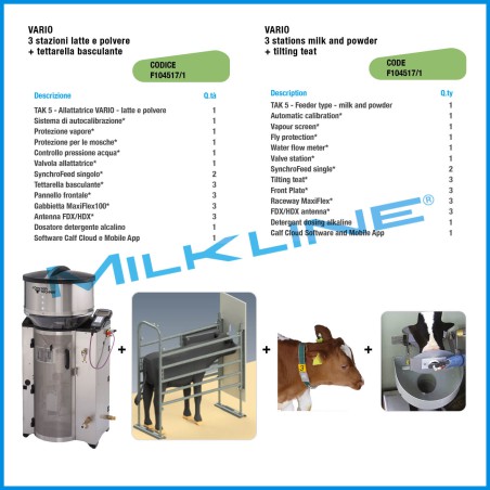 VARIO 3 STATIONS MILK AND POWDER + TILTING TEAT