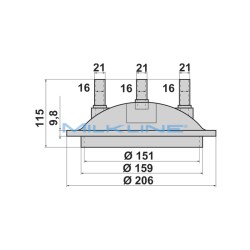 TRANSP. LID ML 3 INLET D.21 NAKED